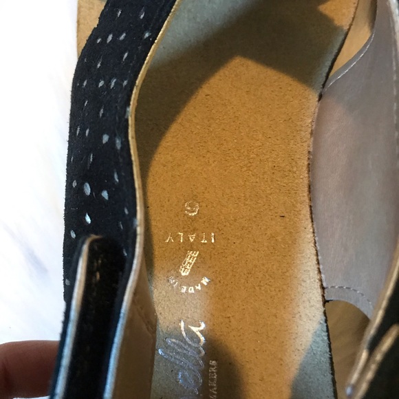 Toscanella Black Strappy Wedges Sz 6.5 - Picture 5 of 8